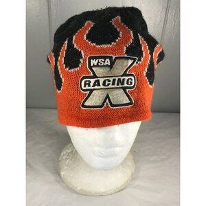 Vintage snowmobile Flame skull cap winter hat beanie